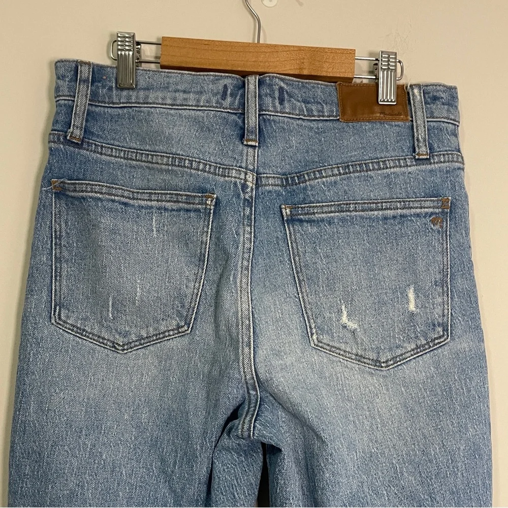 Madewell Womens Jeans Size 27 Blue Classic Straight Distressed Denim Bottoms - Picture 7 of 12